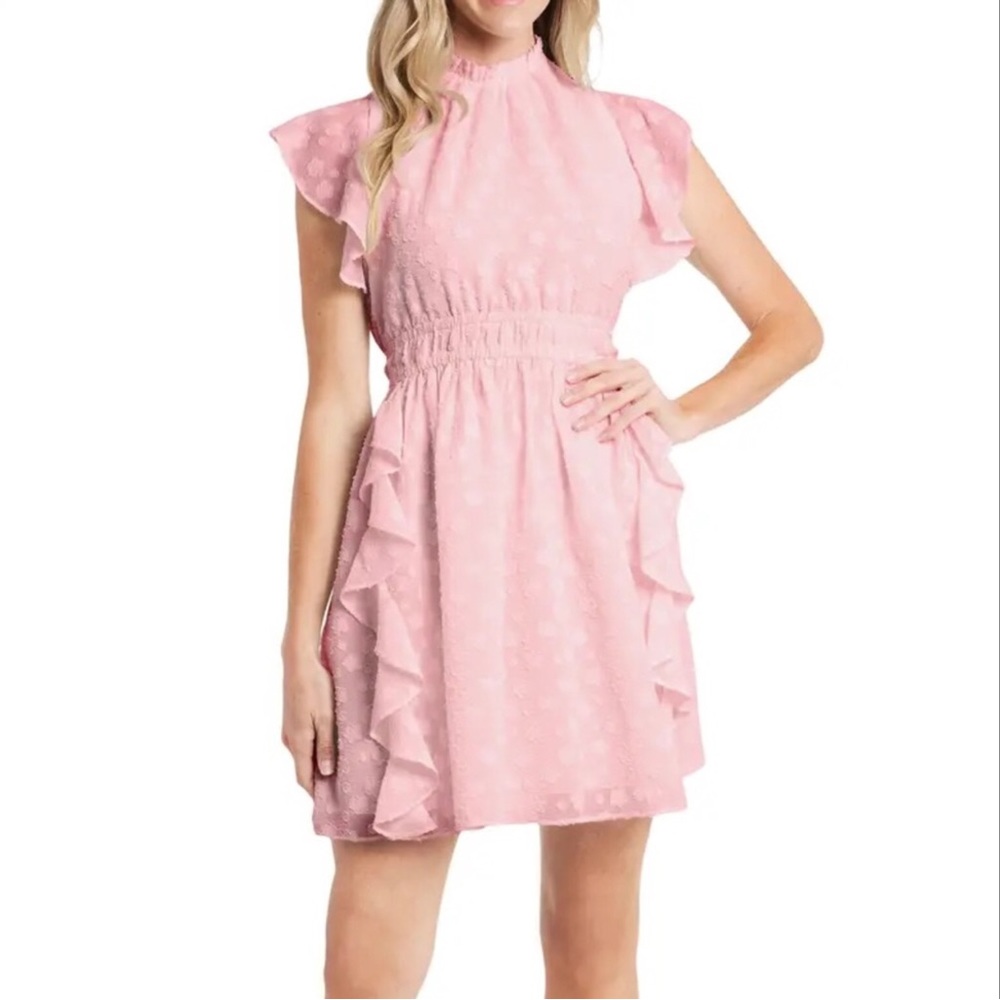 CeCe Pink Ruffle Mini Dress